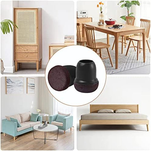 24 PCS Extra Small Silicone Chair Leg Floor Protectors with Wrapped Felt, Chair Leg Caps, Chair Leg Cups Covers, Floor Protectors for Chair, Bar Stool Leg Protectors, Fit 0.55 - 0.75"(Round, Black)