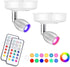 Wireless Spotlight with Remote ,13 Color Changing Spotlight ,Battery Powered Dimmable Puck Light with Rotatable Light Head for Painting Picture Artwork Closet ?Art Light for Painting.(2 Pack)