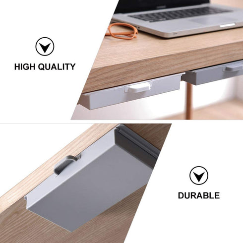 NUOBESTY 3pcs Under Desk Drawer Organizer Slide Out Hidden Table Storage Drawer Tray Self- Adhesive Stationery Pencil Holder for Office School Home