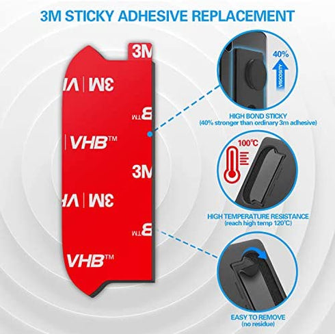 Sticky Adhesive Replacement for Socket Wallet+ Base, pop-tech 6pcs 3M VHB Strong Sticker Pads for Cell Phone Wallet Plus Case Back Stand, Double Sided Tape for iPhone 13 14, Samsung & All Smartphone
