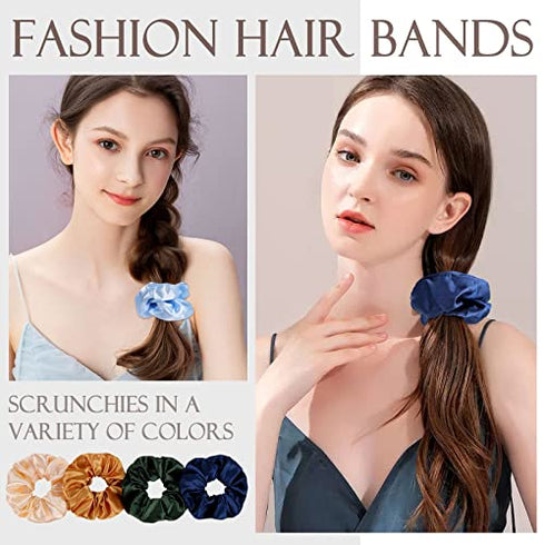 12 Pcs Hair Scrunchies Stain Hair Scrunchies Silk Scrunchies Elastic Hair Ties Ropes Scrunchie for Women or Girls Hair Accessories for Christmas New Year