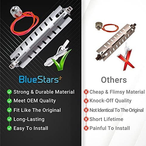 WR51X10055 Refrigerator Defrost Heater, WR55X10025 Temperature Sensor and WR50X10068 Defrost Thermostat Replacement by BlueStars - Exact Fit for GE Hotpoint Refrigerators