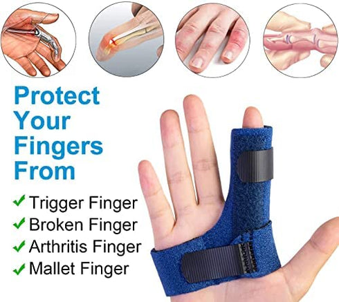 Sumifun Finger Brace, Trigger Finger Splint for Index Middle Ring Pinky Finger Arthritis Pain, Tendon Injury, Broken Mallet Finger Stabilizer Supports for Dislocated Knuckle Immobilizer Wrap for Right Hand