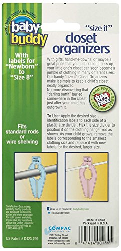 Size-It Closet Organizers by Baby Buddy - Baby Clothes Closet Dividers – Nursery Clothing Organization for Babies and Kids, Newborn up to Size 8, Clothes Divider for Closet, Gray, 10 Count