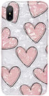 J.west iPhone XR Case 6.1-inch Luxury Cute Pink Heart Design Sparkle Translucent Pearly-Lustre Love Pattern Print Flexible Slim Soft Silicone Rubber Protective Phone Case Cover for Girls Women