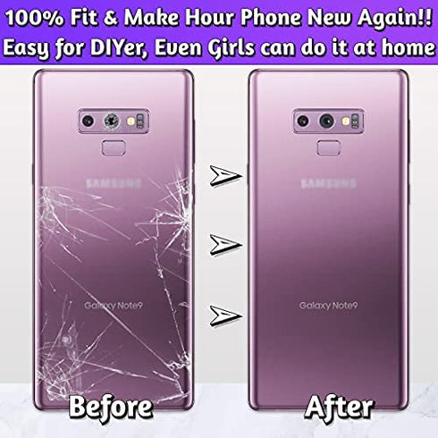 LUVSS Rear Glass Assembly for Samsung Galaxy Note 9 SM-N960 Back Glass Panel Cover Case Housing Replacement + Camera Lens + Repair Manual DIY Tools Kit (Ocean Blue)