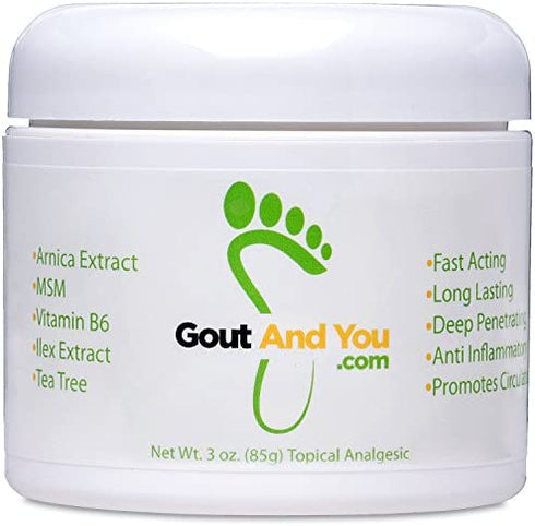 Gout and You Pain Relief Cream for Joint Flare-Ups, Tendon, Muscle Ache - Fast Acting Pain Relieving Rub with Arnica Extract, Ilex Leaf Extract, Aloe Vera and Tea Tree Oil