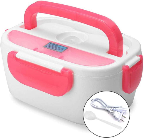 INVODA Electric Lunch Box Food Warmer Portable Lunch Heater 110V with Removable Container and Spoon Food Grade Material (Pink)