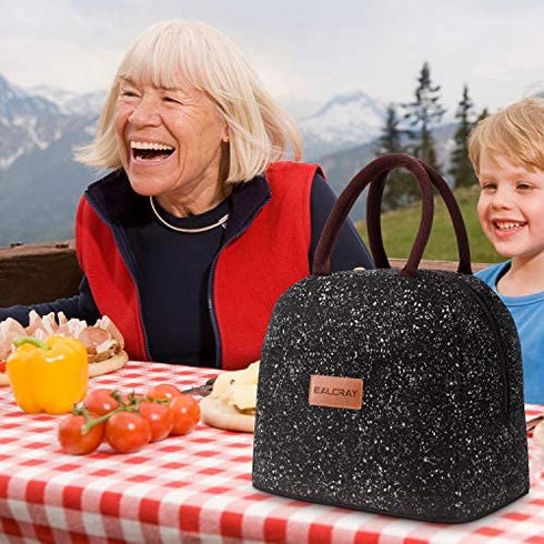 BALORAY Lunch Bag for Women Men Insulated Lunch Box for Adult Reusable Lunch Tote Bag for Work, Picnic, School or Travel (Black Starry)