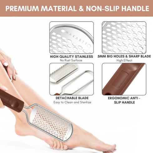 Makartt Foot File, Colossal Foot Scrubber Metal Foot Spa Pedicure Tools Callus Remover for Feet Dead Skin Care Foot Scraper Professional Rasp Callus Shaver Removal Foot Rasp