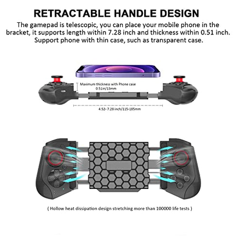 Joso Mobile Game Controller for iPhone, iOS, Android, PC, Bluetooth Gaming Gamepad for iPhone13/12/11/X, iPad, iPad Mini/Air/Pro, Mac, MacBook, Tablet, Samsung Galaxy, COD Mobile, Apex - Direct Play