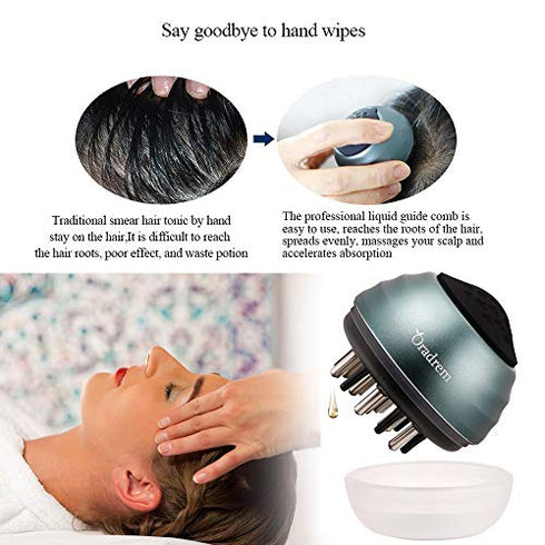 Oradrem Hair Applicator Comb Brush Hair Scalp Massaging Brush Hair Root Treatment Applicator, Suit for Various Brands Hair Restorer,Essential oil,Liquid Guide(Green)