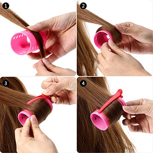 72 Pieces Magnetic Rollers Set 54 Pieces Plastic Hair Rollers and 18 Pieces Multicolor Plastic Duck Teeth Bows Hair Clips Hairdressing Curlers Tools for Men, Kids, Women