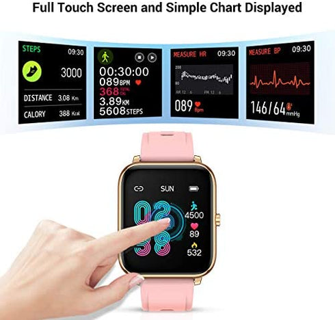 CanMixs Smart Watch for Android Phones iOS Waterproof Smart Watches for Women Men Sports Digital Watch Fitness Tracker Heart Rate Blood Oxygen Sleep Monitor Touch Screen Compatible Samsung iPhone
