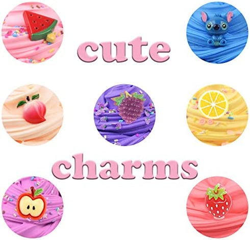 7 Pack Butter Slime Kit, with Blue Stitch Slime, Lemon Watermelon and Peachybbies Slime Charm etc,DIY Scented Slime for Girls Boys,Soft and Non-Sticky
