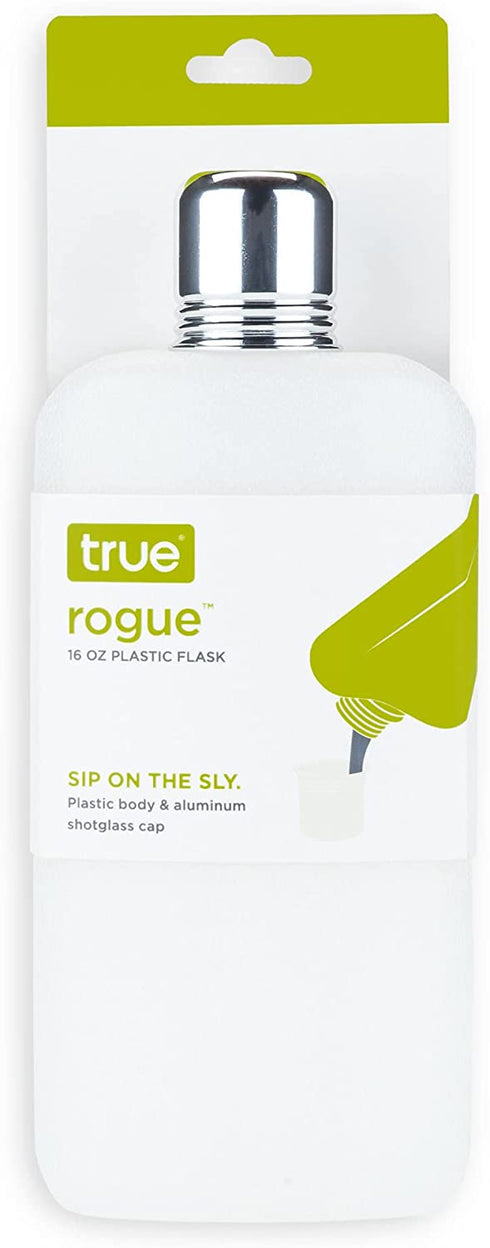 True Rogue Plastic Flask, 16 Ounce Hidden Flask for Liquor, Travel Liquor Flask, Cruise Flask for Liquor, White, Set of 1