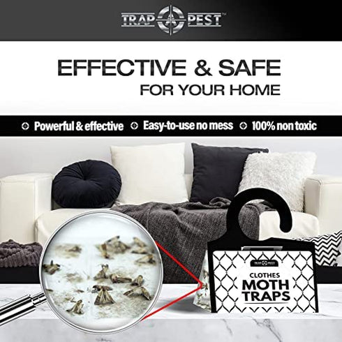 Clothing Moth Traps - 8 Pack - Non Toxic Moth Traps for Clothes with Pheromone Attractant - Odorless Sticky Traps for Closet, Carpets