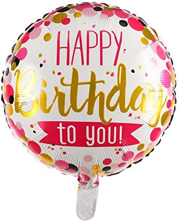 Happy Birthday Foil Balloons Round Mylar Helium Balloon Party Decorations Supplies 18 Inch Pack of 6