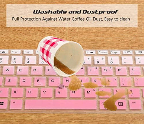 2 Pack Keyboard Cover for HP EliteBook 14 840 G5/ G6, HP EliteBook 745 G5 G6 14 Inch, HP ZBook 14u G5 G6, HP EliteBook 840 Keyboard Skin Protector (Ombre Pink+Clear)