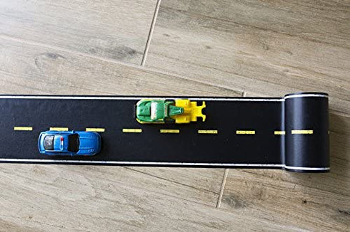 Car Tape, Extra Long and Wide! 3.5 in x 50 ft, Toy Car Road Tape Track for Kids, Great Accessory to Die Cast Cars and Train Sets. Sticker with Printed Street to Play on Floors.