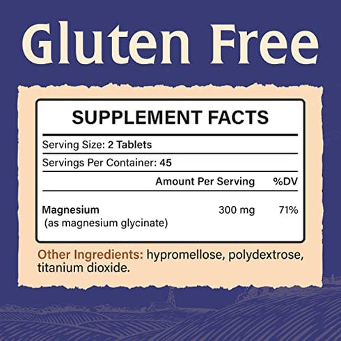Elixeed Magnesium Glycinate, 300 mg of Elemental Magnesium, Chelated & Non-Buffered, Maximum Bioavailability, for Muscle, Bone & Nerve Health, Promotes Relaxation, 90 Tablets, Non-GMO & No Gluten