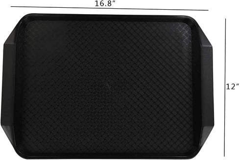 Vababa Black Plastic Fast Food Serving Trays, 4-Pack, 16.8-INCH x 12-INCH