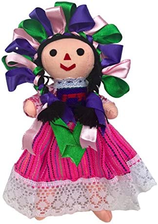 Mexican Handmade Traditional Maria Rag Doll - 7 inches - Pink