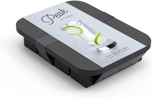 W&P Peak Silicone Collins Ice Tray w/ Protective Lid | Charcoal | Easy to Remove Ice Cubes | Food Grade Premium Silicone | Dishwasher Safe, BPA Free
