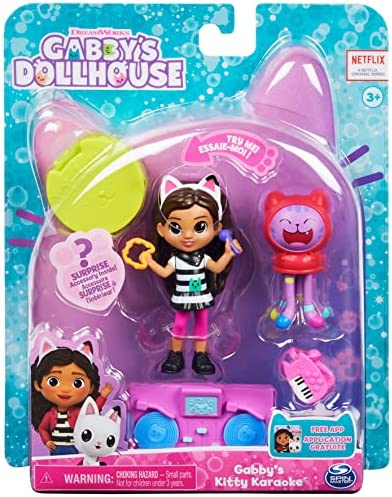 Gabby's Dollhouse, Kitty Karaoke Set with 2 Toy Figures, 2 Accessories, Delivery and Furniture Piece, Kids Toys for Ages 3 and up