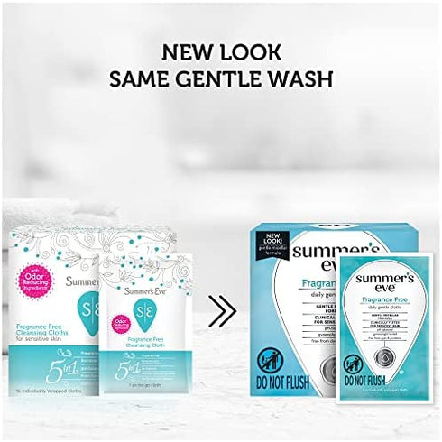 Summer’s Eve Fragrance Free Gentle Daily Feminine Wipes, pH Balanced, 16 Count