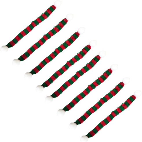 BESTOYARD 8pcs Mini Christmas Scarf Christmas Pet Scarf for Dog Cat and Wine Bottle Decoration for Xmas Party Holiday Dinner Table Ornament