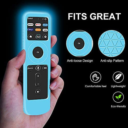 Silicone Protective Case for VIZIO XRT260 Smart TV Remote 2021 Model,Remote Case Holder for XRT260 V-Series 4K UHD HDR Voice Replacement Remote Battery Back Covers Protector Sleeve Skin-Glowblue