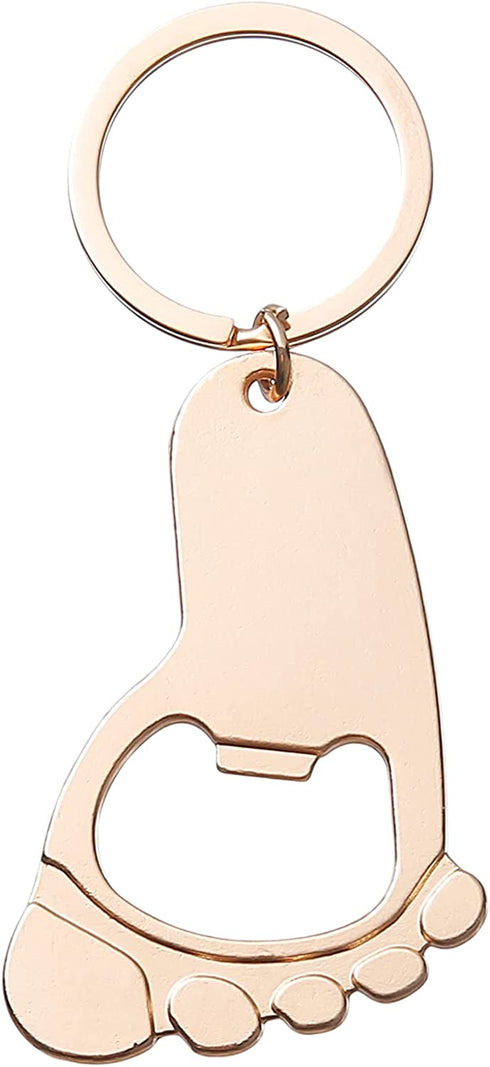 12 Pack Footprint Keychain Bottle Opener Baby Shower Favors for Guests,Boy Baby Shower Souvenirs Bottle Opener,Boy or Girl Baby Shower Decoration Supplies (Gold Blue, 12)