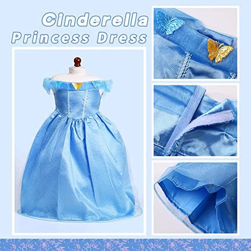 Dreamgirl World Collections 18-Inch Doll Clothes Princess Dress 5 Pc Pincess Dress Set Includes Cinderella, Belle, Snow White, Rapunzel and Aurora Fits 18" Dolls