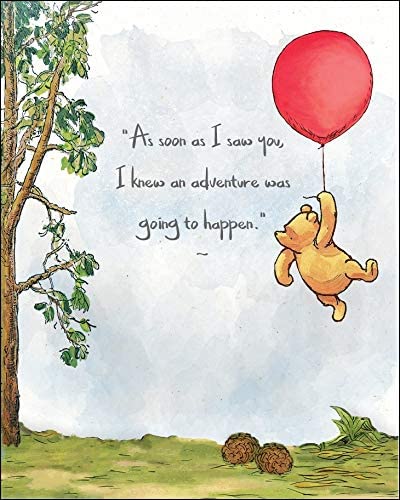 HerZii Prints Classic Winnie The Pooh Wall Art Decorations Set of 6 5x7 inch - Nursery Playroom Home Decor - Baby Shower Decorations