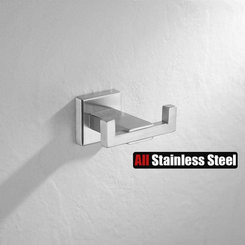 JQK Bath Towel Hook, SUS 304 Stainless Steel Coat Robe Clothes Hook for Bathroom Kitchen Garage Wall Mounted(Pack of 2), Brushed Finish, TH200-BN-P2