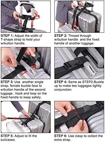 Luggage Connector Straps,Add a Bag Suitcase Strap Belt,Luggage Clip Link,Multi Adjustable 1.5" W Travel Attachment Accessories for Carry on Bag Stacker -2Pack(Extended Size)
