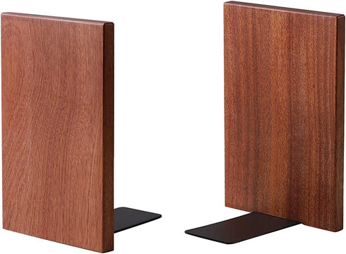 muso wood Sapele Bookends,Pack of 1 Pairs?7.1"x4.7",Wooden Book End for Shelves,Office Desk Book Stand