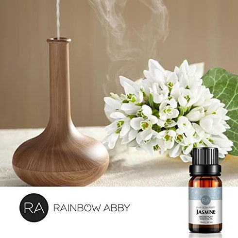 Rose Jasmine Essential Oil Set Aromatherapy 100% Pure Organic Oils for Diffuser, Massage, Skin- 2 x 10ml¡