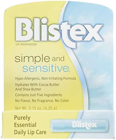 Blistex Simple and Sensitive Lip Moisturizer 0.15 oz (Pack of 2)