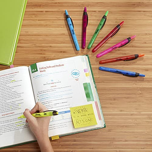 Sharpie Retractable Highlighters, Chisel Tip, Assorted, 8 Count