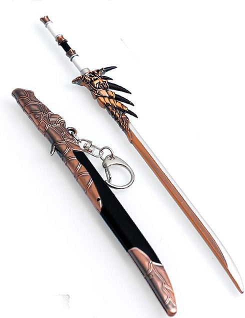Monster Hunter World Iceborne Metal Monster Rathalos Sword Weapon Model Action Figure Arts Toys Collection Gift Party Supplies Present Kids (Bronze)
