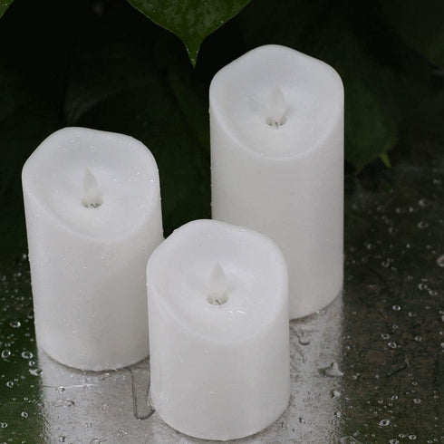 Flameless Candles,flameless Battery Candlestick, Battery Remote Control Candles, LED Candles 3 Piece Set 4" 5" 6" H (3.25" D) Flash Flame with Remote Control and timed,Indoor Outdoor Use,White