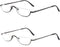 KoKoBin Half Reading Glasses - 2 Pairs Half Rim Metal Frame Glasses Spring Hinge Readers for Men and Women, Black+Gunmetal 2.00