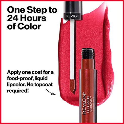 Liquid Lipstick by Revlon, Face Makeup, ColorStay Ultimate, Longwear Rich Lip Colors, Satin Finish, 050 Top Tomato, 0.07 Oz