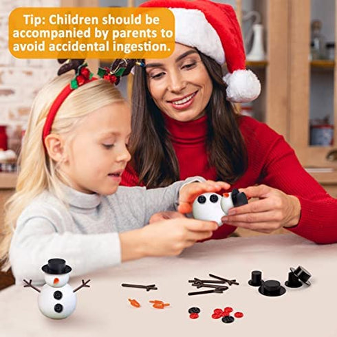 200 Pcs Snowman Kit for Crafts - Snowman Craft Supplies Includes 20 Carrot Noses Buttons 20 Mini Black Top Hats and 120 Tiny Buttons & Hands for Christmas Crafts Sewing Party Supplies