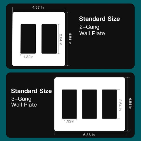 Treatlife Screwless Decorator Wall Plates, Standard Size 2-Gang/3-Gang Light Switch Plate, Outlet Covers, White 5 Pack (2-Gang Wall Plates 3 Pack & 3-Gang Wall Plates 2 Pack)