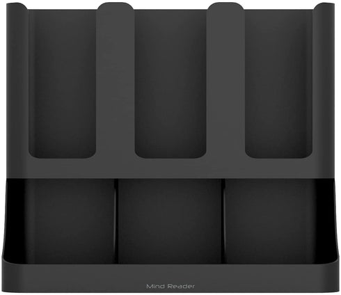 Mind Reader 6 Compartment Upright Breakroom Coffee Condiment and Cup Storage Organizer, Black, 13.5 x 4.30 x 12