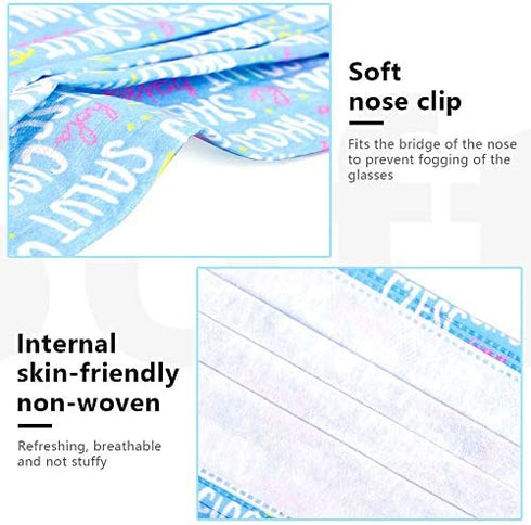 Edaren 50 Pack Disposable Face Masks with Designs, Paper Printed Masks for Women Men, 3 Ply Colorful Cute Masks Adults USA Flag