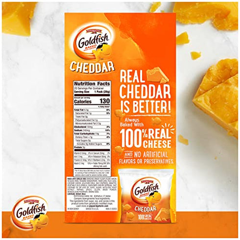 Goldfish Cheddar Crackers, Snack Pack, 1 oz, 20 CT Multi-Pack Box